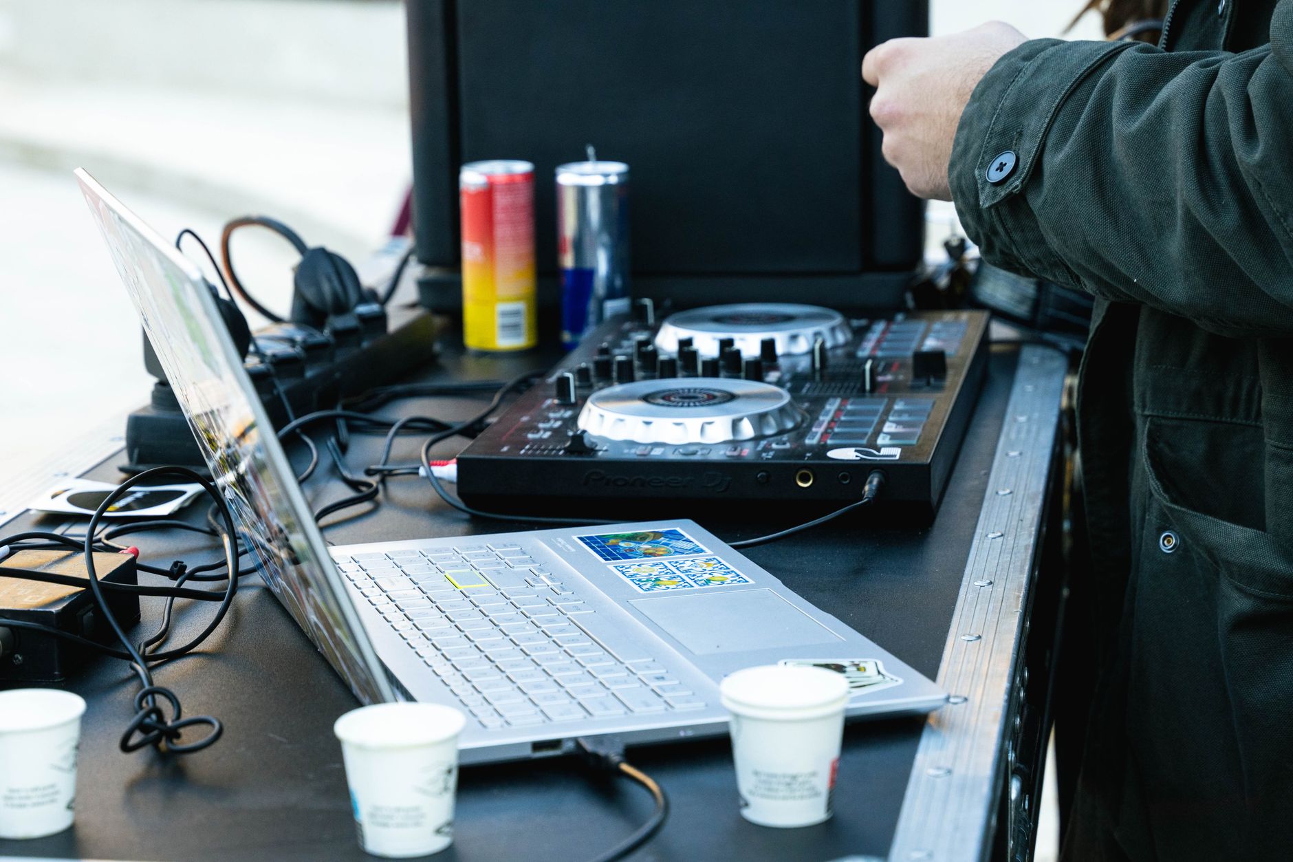 ableton live session view on laptop in studio setup