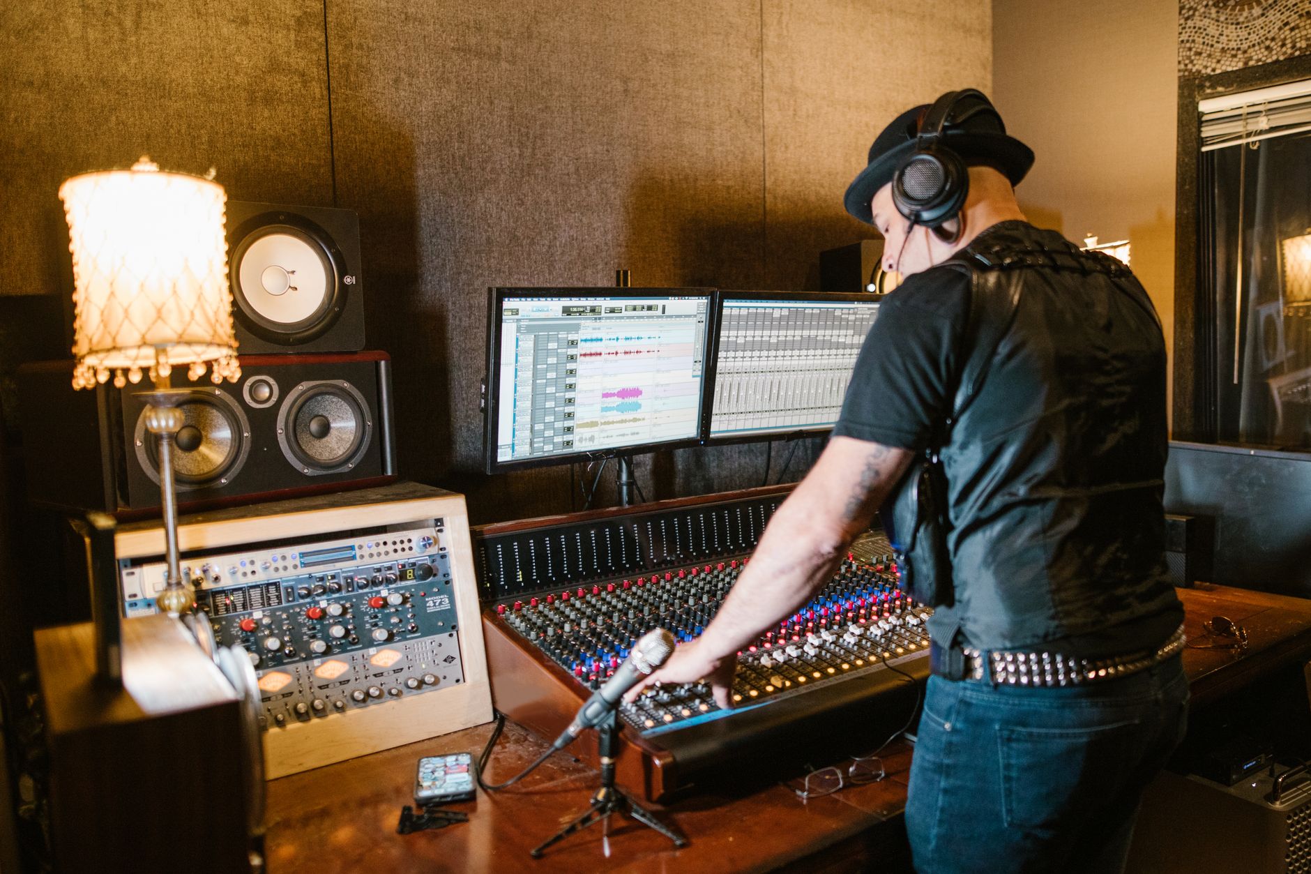 studio monitor near-field placement on desk foam pad
