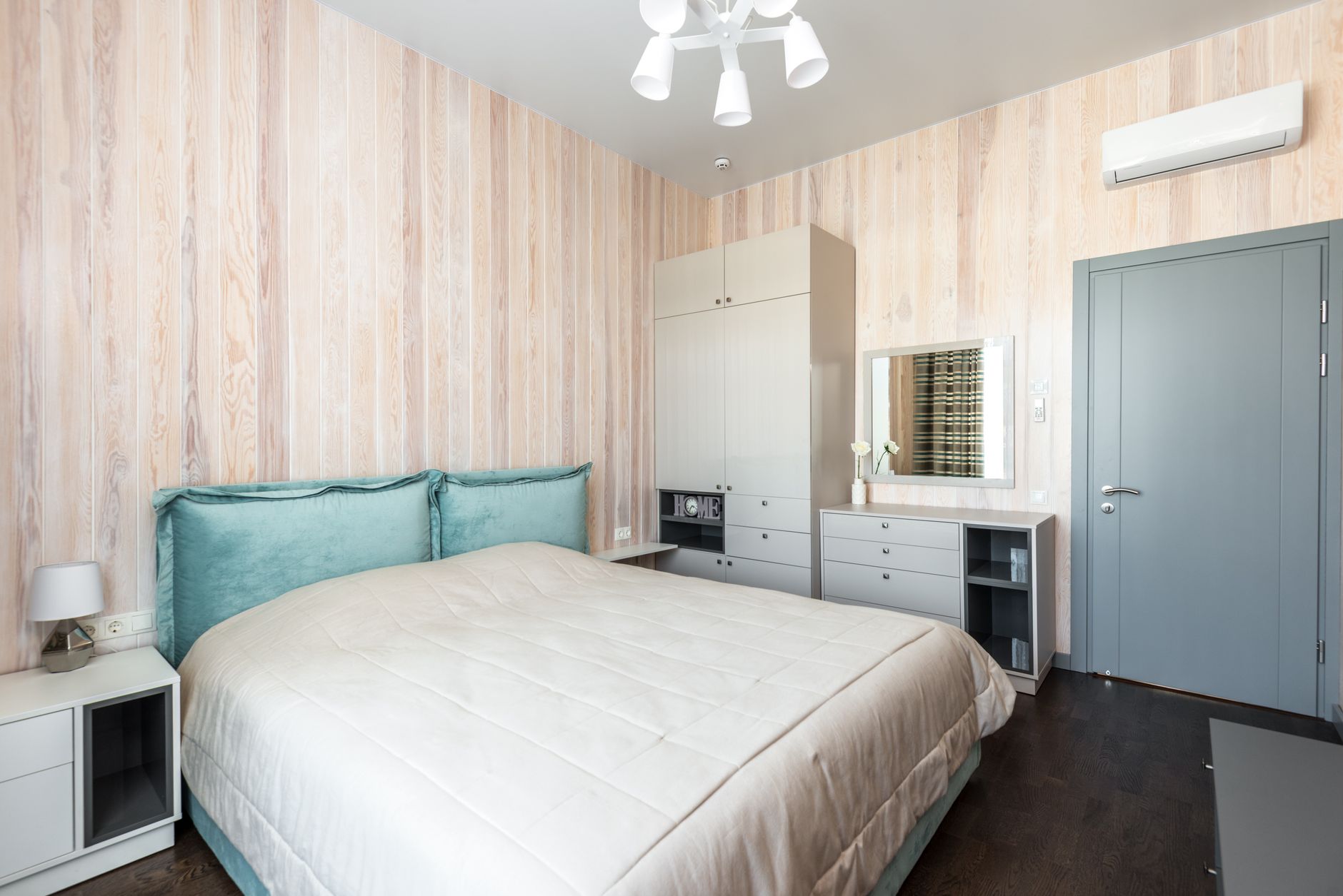 acoustic foam panels on apartment bedroom wall