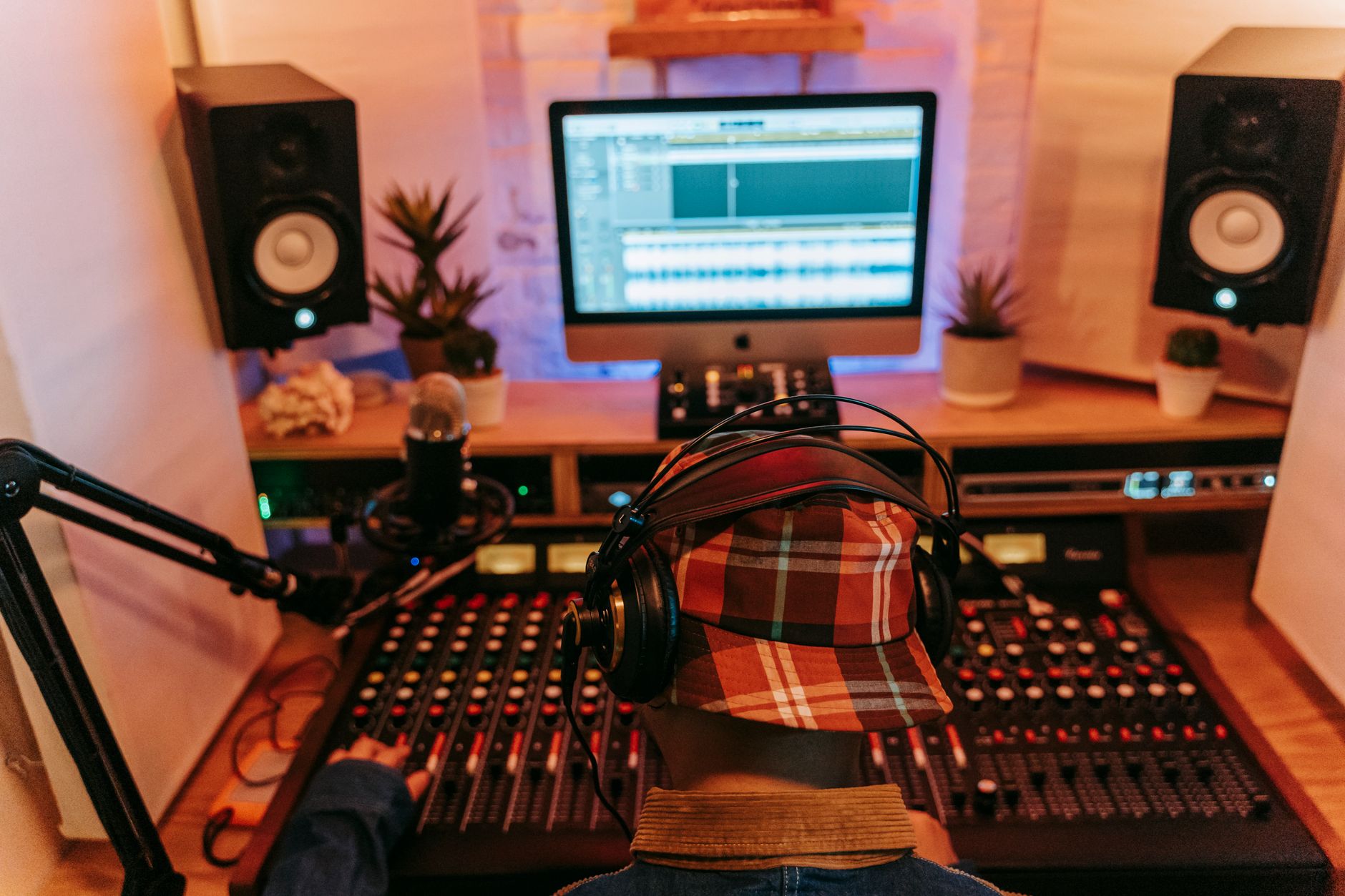 nearfield studio monitor stereo pair placement overhead view