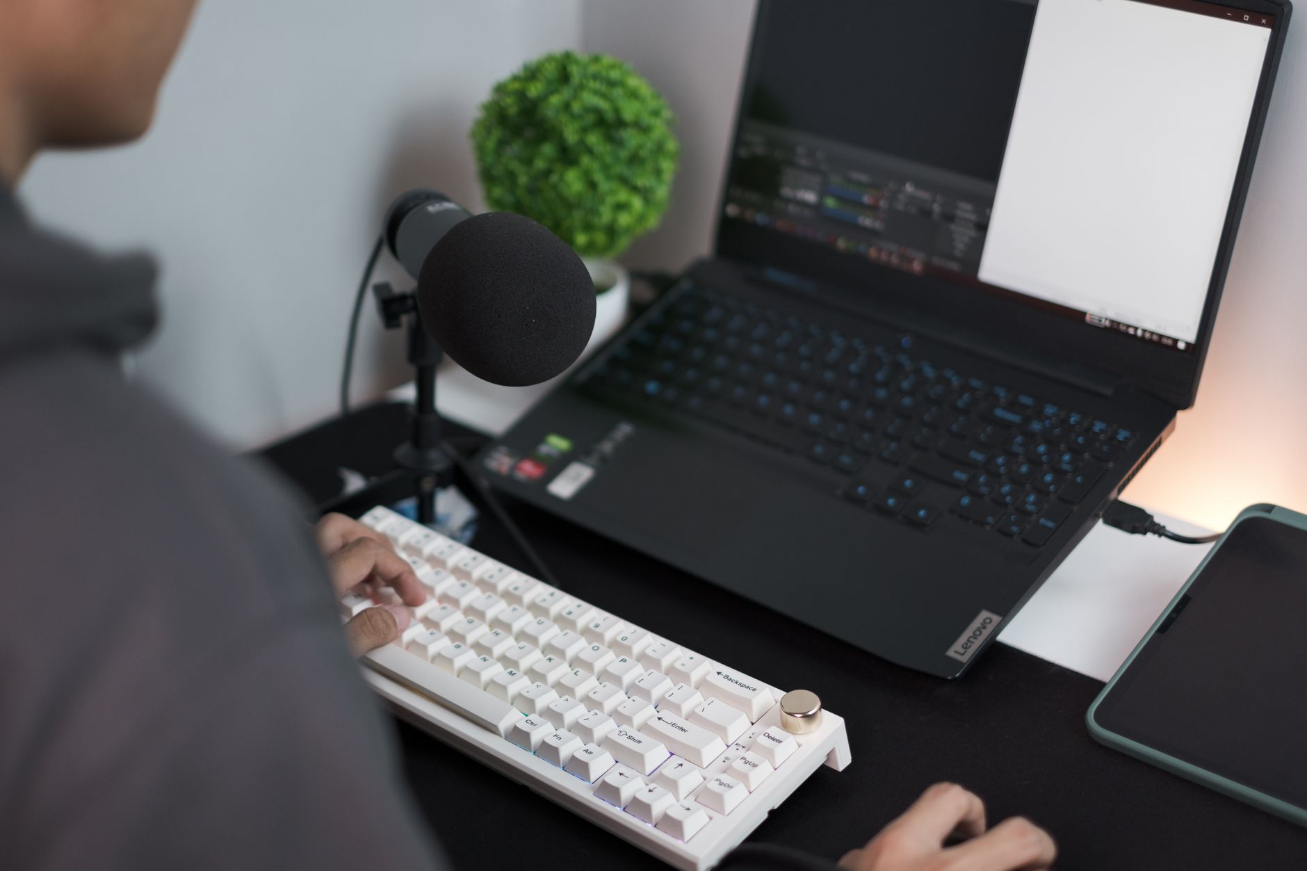 compact midi keyboard in laptop bag travel setup
