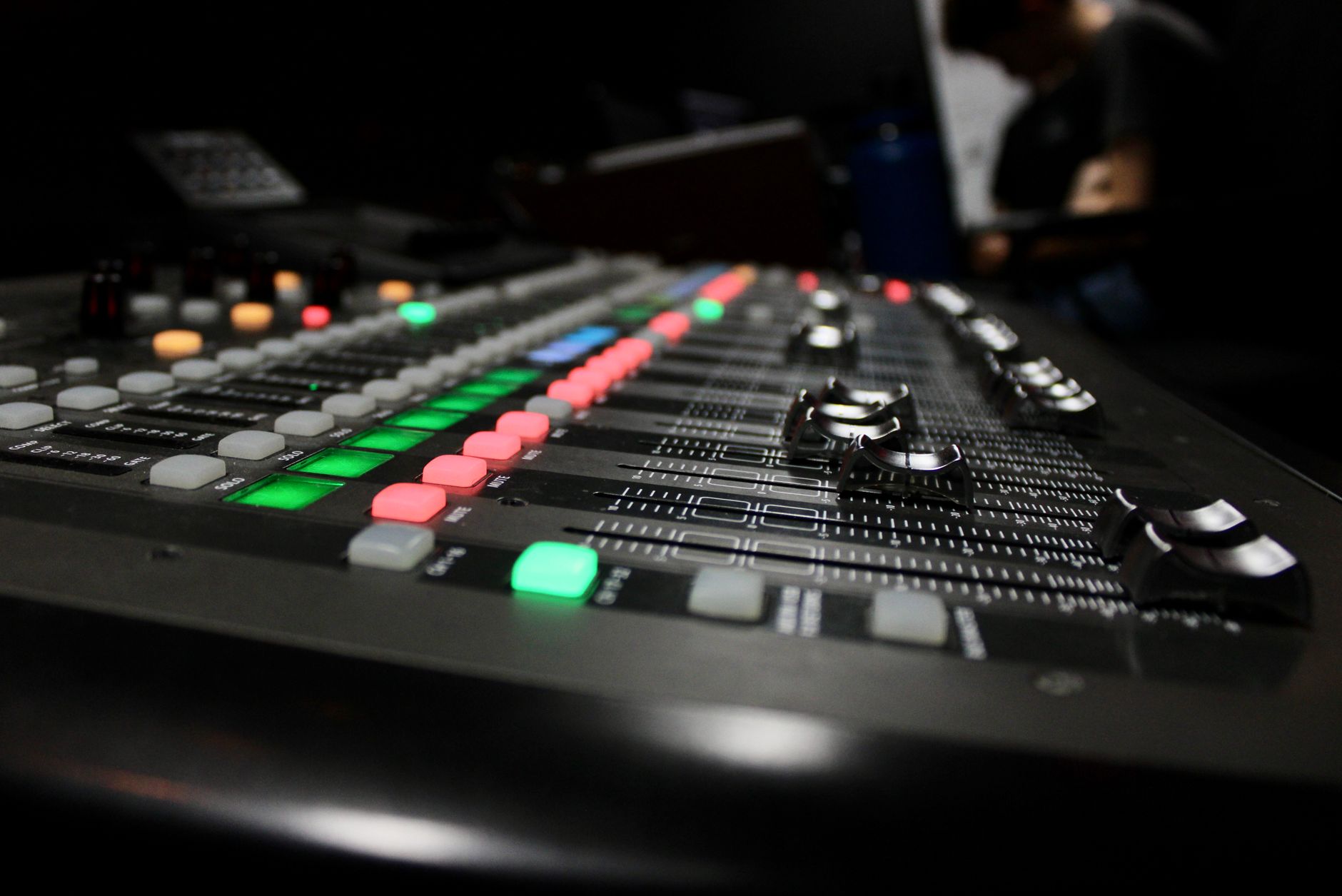 audio interface gain knob close-up recording